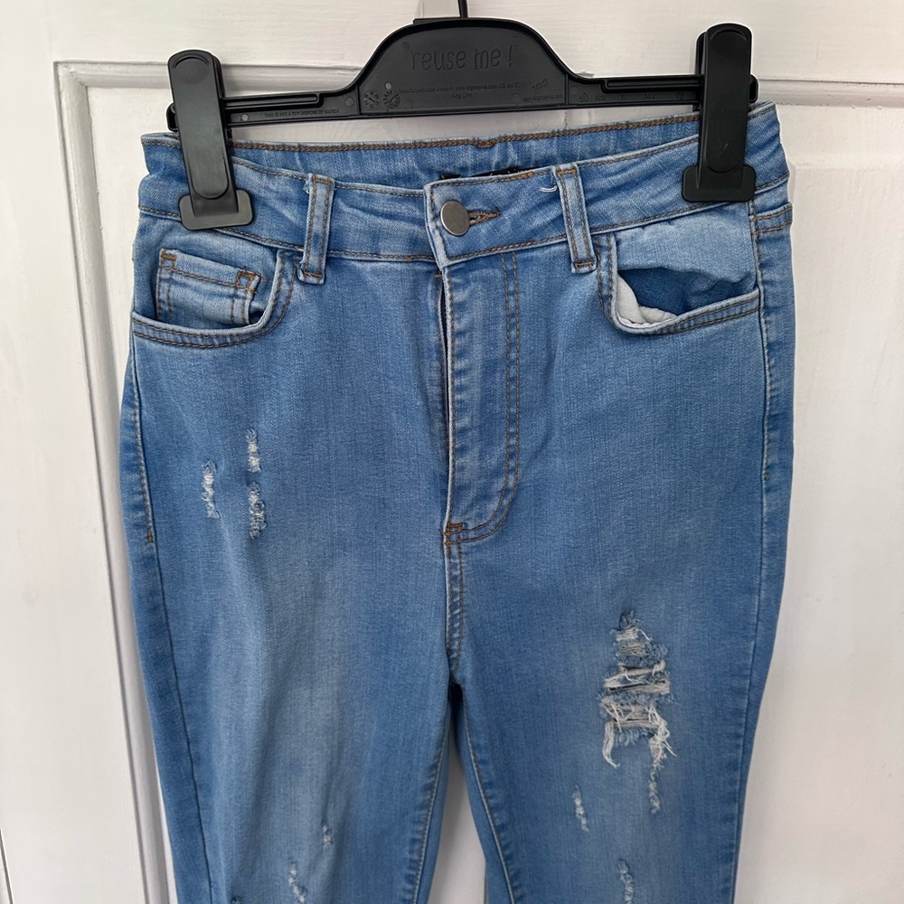 BOOHOO Petite Size 8 Blue Ripped Skinny Jeans - Picture 6 of 12